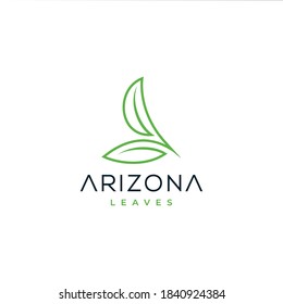 Abstract and modern Letter A Logo with leaf icon in monogram style. 