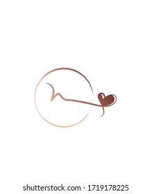 Abstract modern letter N with heart logo template, Vector graphics for business and company identity 