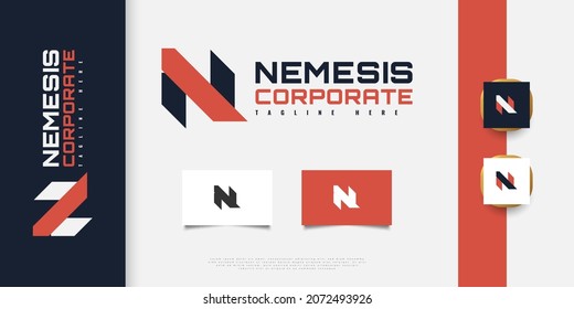 Abstract and Modern Letter N Logo Design in Blue and Orange. Graphic Alphabet Symbol for Corporate Business Identity