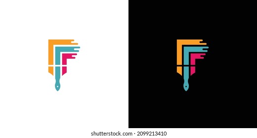 Abstract and modern letter P initial paint logo design