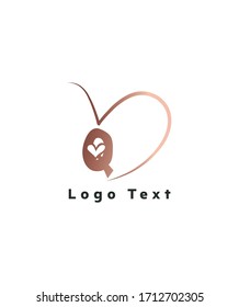 Abstract modern letter Q with heart in love logo template, vector logo for business and company identity 