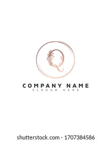 Abstract modern letter Q initials with flower logo template, vector logo for business and company identity 
