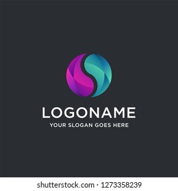 Abstract modern Letter S logo icon vector template on dark background