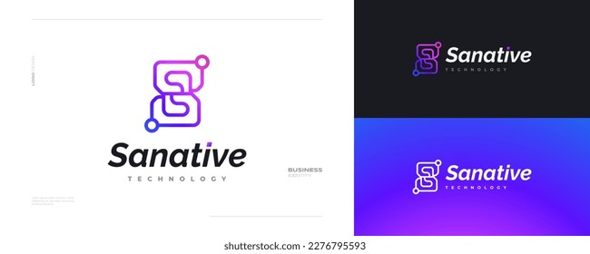 Abstract and Modern Letter S Logo Design with Technology Concept in Colorful Line Style