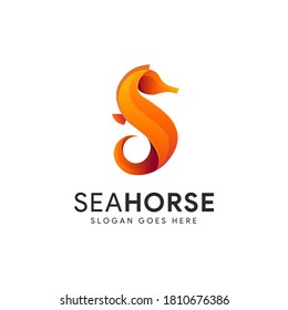 Abstract modern letter S for sea horse logo icon vector illustration on black background