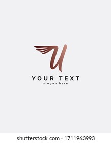 Letra abstracta U moderna con plantilla de logotipo de forma de pájaro burlón, logotipo vectorial para identidad empresarial y de empresa 