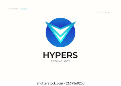 Abstract and Modern Letter V Logo Design in Blue Gradient. V Logo in Futuristic Concept