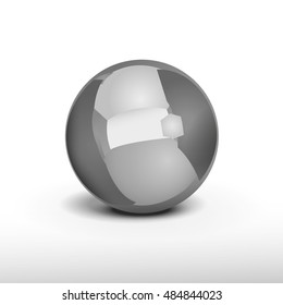 Abstract modern light background with futuristic metallic ball on a white background. Vector illustration in realistic style.