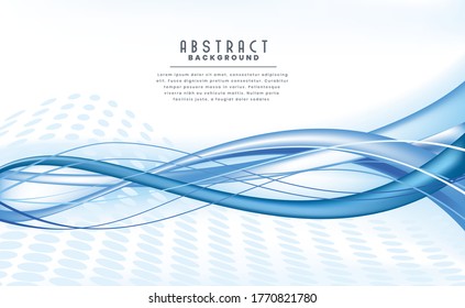 Abstract modern light blue curves element on blue background. modern futuristic cool layout. transparent waved lines for brochure, website, flyer design.
