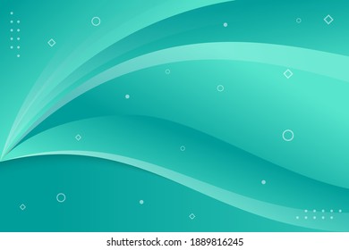 Abstract modern light blue motion curves element on blue background. Vector illustration with horizontal layout. memphis style with circle, dot pattern and square element.