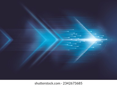 Abstract modern light lines background. Technology blue light arrow moving to lighting effect. High speed light arrow line technology effect. Technology digital futuristic concept. Road to target