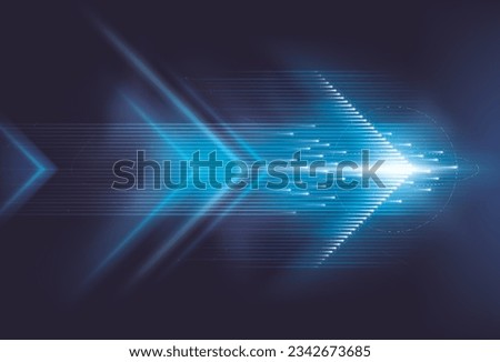 Abstract modern light lines background. Technology blue light arrow moving to lighting effect. High speed light arrow line technology effect. Technology digital futuristic concept. Road to target