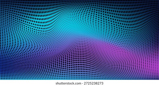 Abstract with modern light point Hi-tech digital technology dots concept. High tech computer featuring purple and blue gradations background. Flowing dots