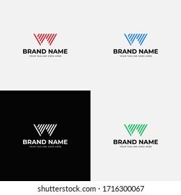 Abstract modern line art initial w letter logo design vector template. Professional letter w icon design for business or corporate identity with color variation.
