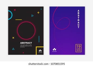 Abstract modern line flyer collection on Colorful background. Poster Minimal cover blue design Template. Vector illustration eps 10.