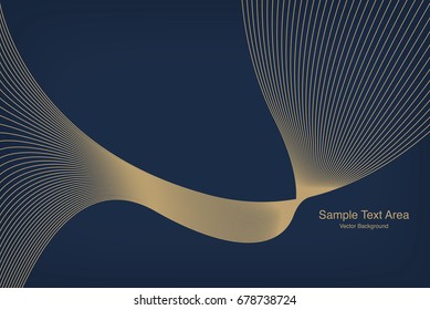 Abstract Modern Line, Wave Designed On Blue Background With Sample Text Area
