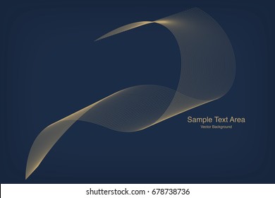 Abstract Modern Line, Wave Designed On Blue Background With Sample Text Area