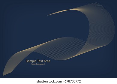Abstract Modern Line, Wave Designed On Blue Background With Sample Text Area