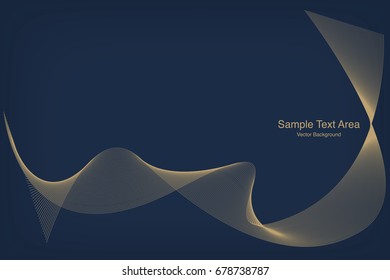 Abstract Modern Line, Wave Designed On Blue Background With Sample Text Area