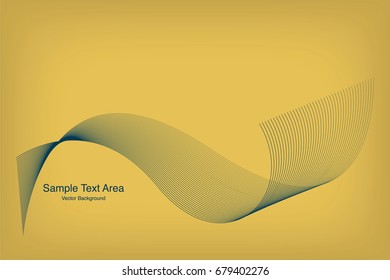 Abstract Modern Line, Wave Designed On White Background With Sample Text Area, Yellow And Blue
