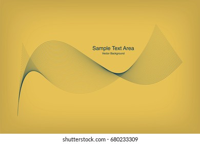 Abstract Modern Line, Wave Designed On White Background With Sample Text Area, Yellow And Blue