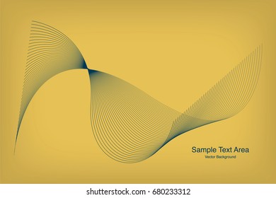 Abstract Modern Line, Wave Designed On White Background With Sample Text Area, Yellow And Blue