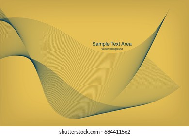 Abstract Modern Line, Wave Designed On White Background With Sample Text Area, Yellow And Blue