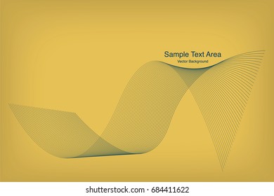 Abstract Modern Line, Wave Designed On White Background With Sample Text Area, Yellow And Blue