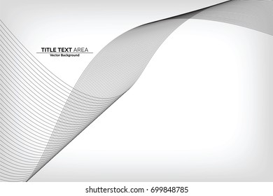 Abstract Modern Line, Wave Designed On White Background With Title Text Area, Black And White