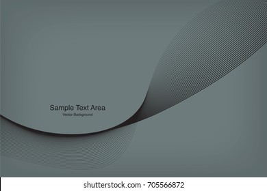 Abstract Modern Line, Wave Designed On White Background With Title Text Area, Black And Grey
