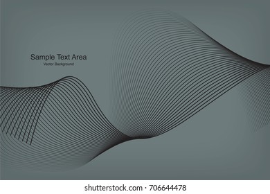 Abstract Modern Line, Wave Designed On White Background With Title Text Area, Black And Grey