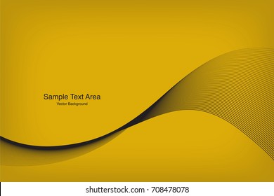 Abstract Modern Line, Wave Designed On White Background With Title Text Area, Black And Yellow