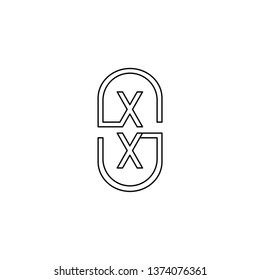 abstract modern lines circle XX logo letter design concept. Monogram symbol