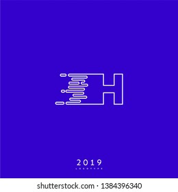 abstract modern lines H logo letter design concept with blue background