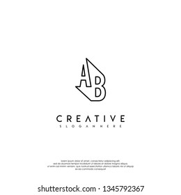 abstract modern lines logo letter AB design concept