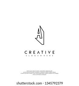 abstract modern lines logo letter AI design concept