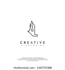abstract modern lines logo letter AL design concept