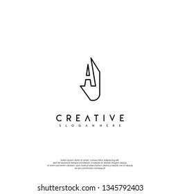 abstract modern lines logo letter AJ design concept