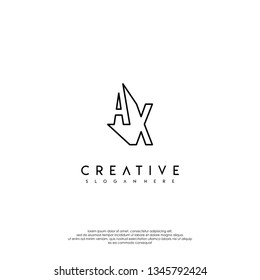 abstract modern lines logo letter AX design concept