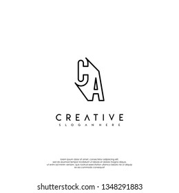 abstract modern lines logo letter CA design concept