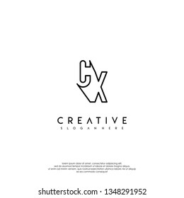 abstract modern lines logo letter CX design concept