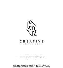 abstract modern lines logo letter CR simple design concept