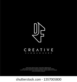 abstract modern lines logotype of DF design concept