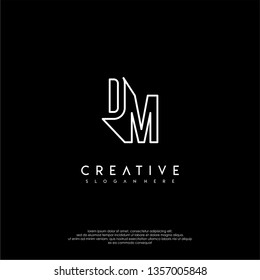 abstract modern lines logotype of DM design concept
