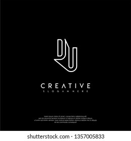 abstract modern lines logotype of DU design concept