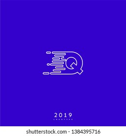 abstract modern lines Q logo letter design concept with blue background