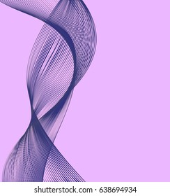Abstract modern lines of violet color, wave designed on pink background.