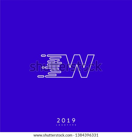 abstract modern lines W logo letter design concept with blue background