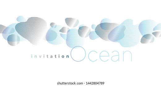 Abstract  modern liquid shapes horizontal composition  Concept white and silver blue water pattern for header, card, invitation, surface design. 