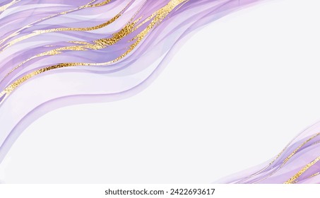 Abstract modern liquid splash border design with gold waves.